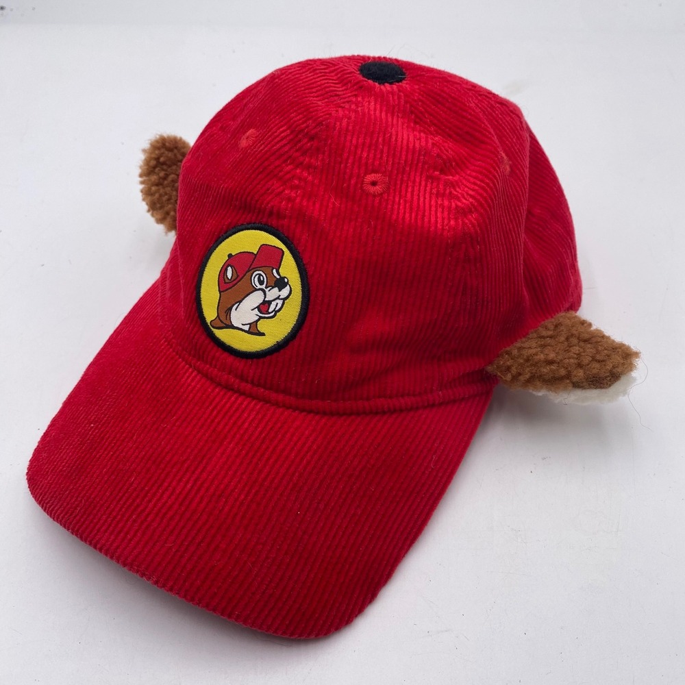 BUC-EE'S Buc-ee's Beaver Hat Cap Youth Red Corduroy 3D Fuzzy Ears Snapback Texas